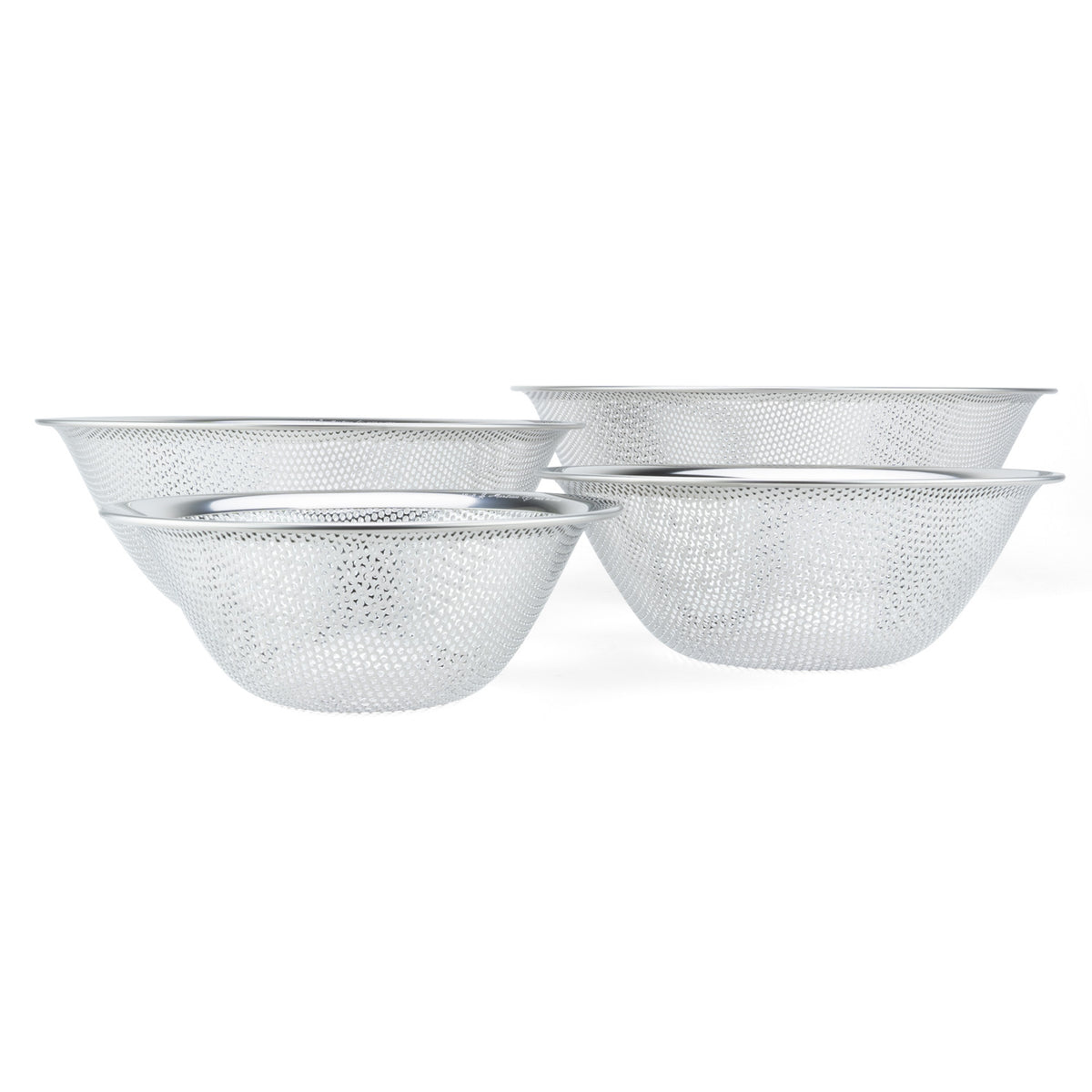 Stainless Steel Punch Pressed Strainer, 4 Pc Set