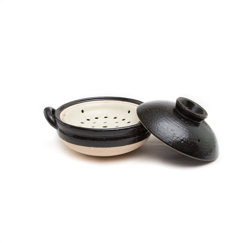 Mushi Nabe - Donabe Steamer - Medium, Black-Clay Hot Pot-Nagatani-en-JINEN