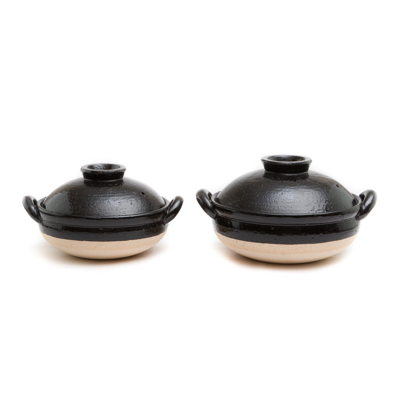 Mushi Nabe - Donabe Steamer - Large, Black-Clay Hot Pot-Nagatani-en-JINEN