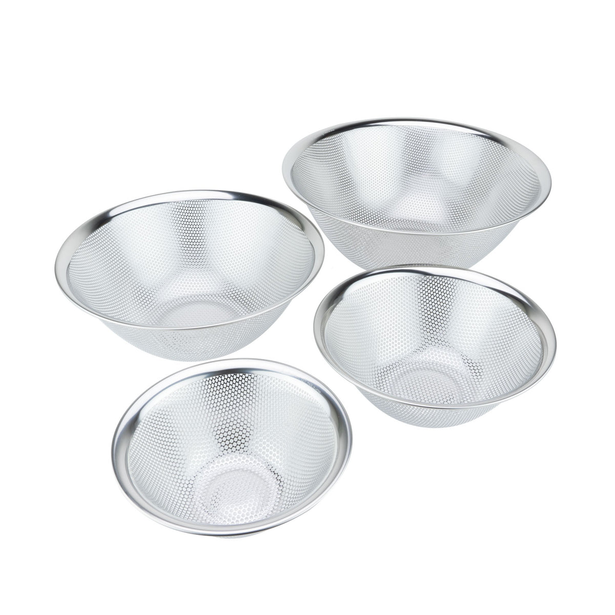 Stainless Steel Punch Pressed Strainer, 4 Pc Set
