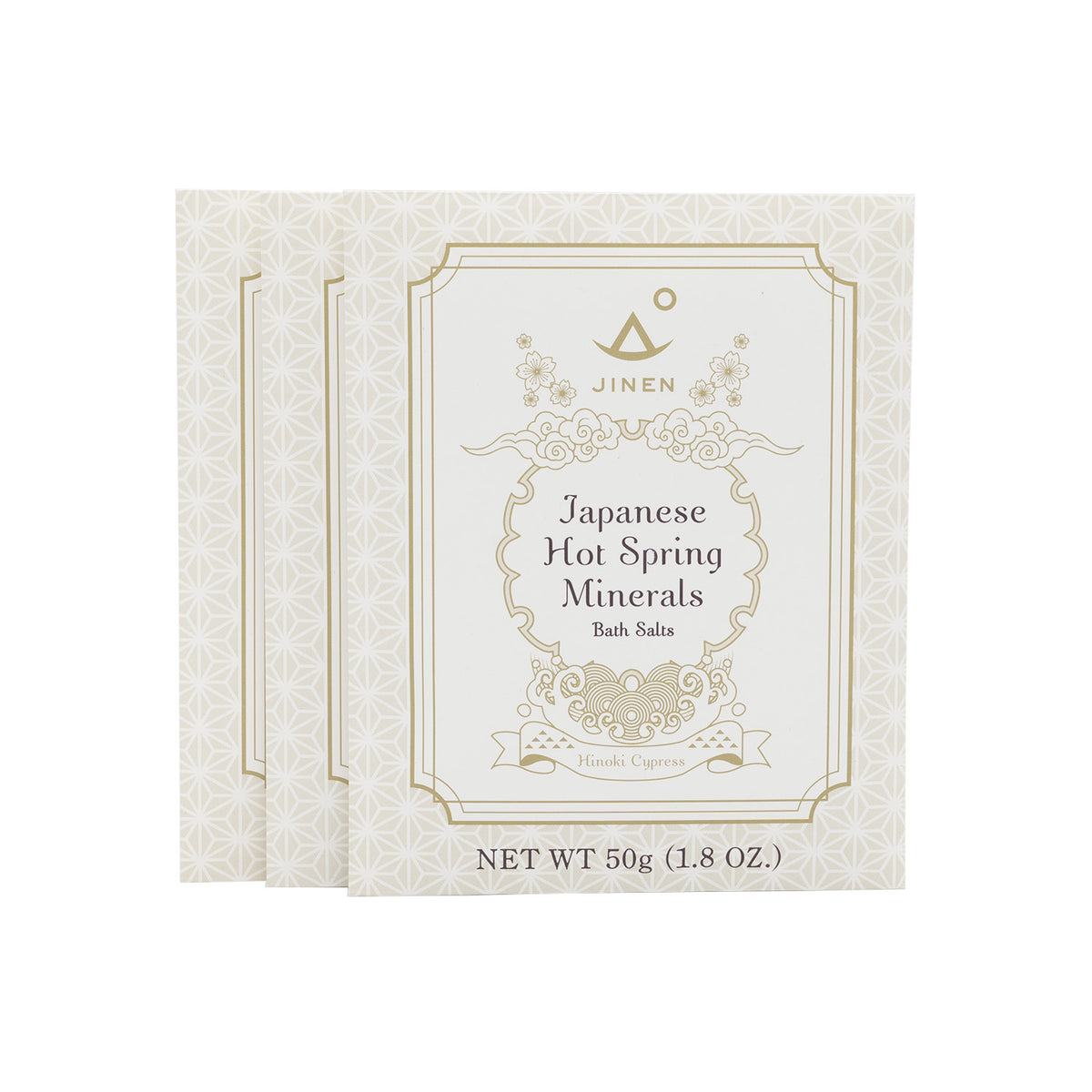 Japanese Hot Spring Minerals Bath Salts, Hinoki - 50g, 3 Pack