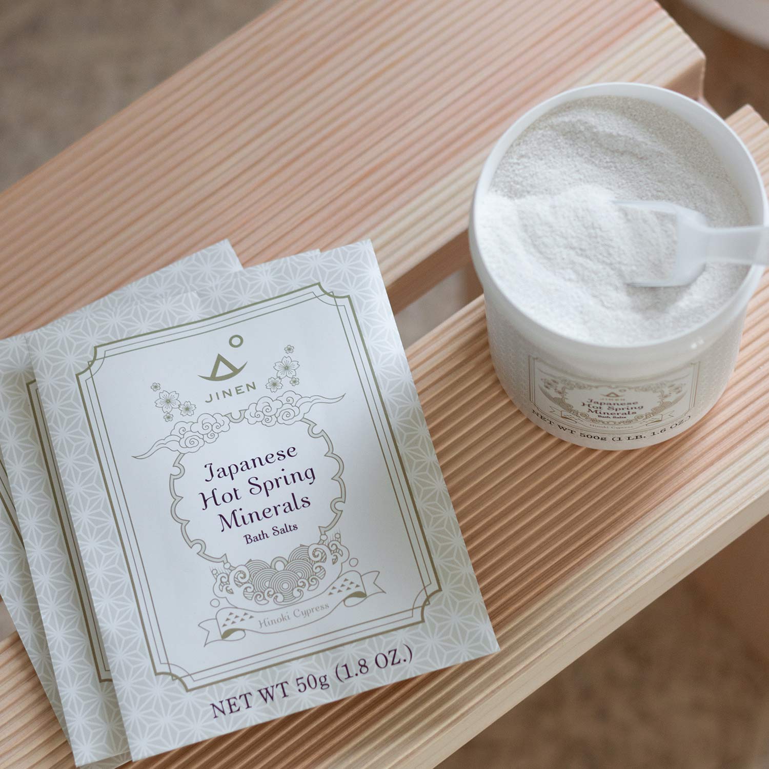 Japanese Hot Spring Minerals Bath Salts, Hinoki - 50g, 3 Pack