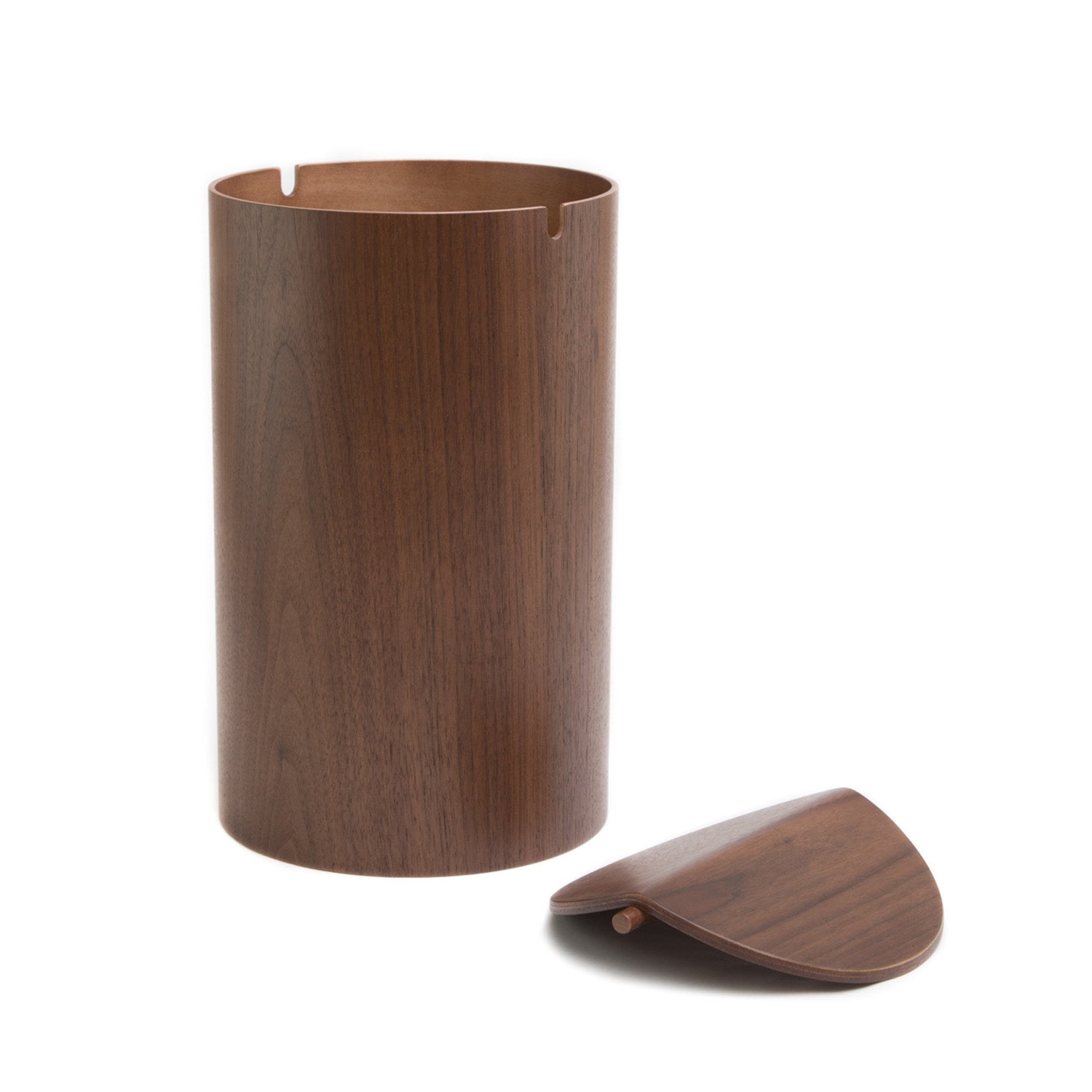 Waste Basket With Lid - Large, Walnut