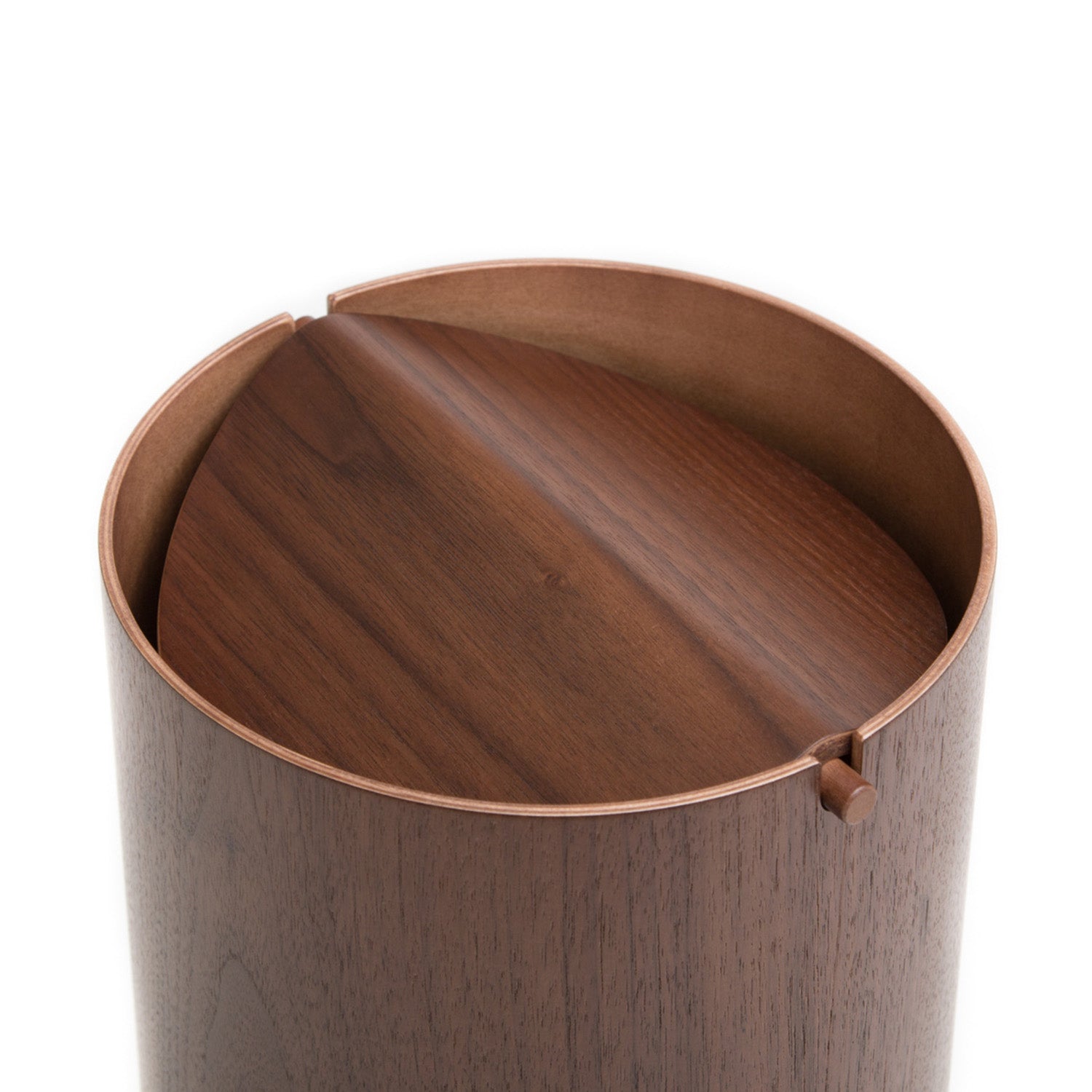 Waste Basket With Lid - Large, Walnut